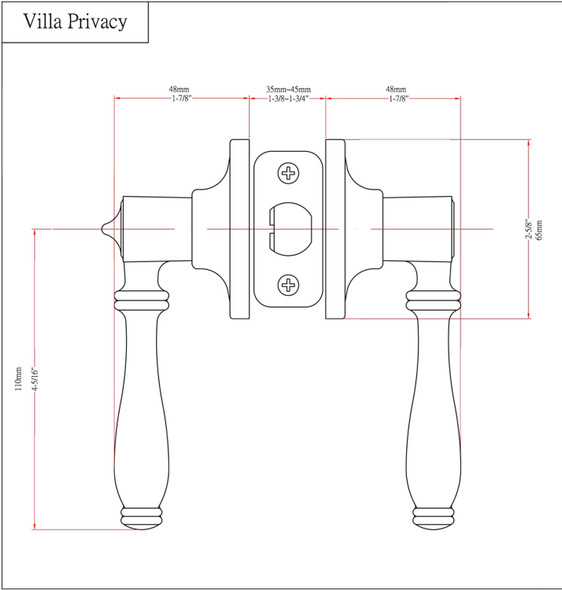 Designers Impressions Villa Design Polished Chrome Privacy Door Lever: 88-5966