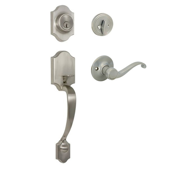 Designers Impressions Valhala Satin Nickel Traditional Handleset with Richmond Interior: 22-9000/8144