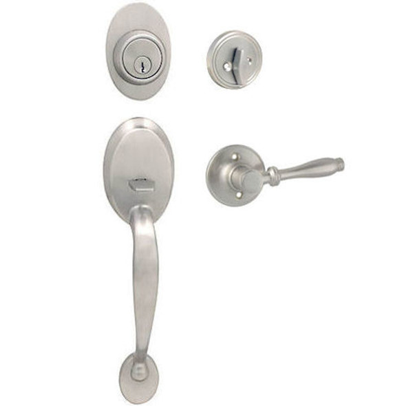 Designers Impressions Frankfort Satin Nickel Traditional Handleset with Villa Interior: 22-8000/5944