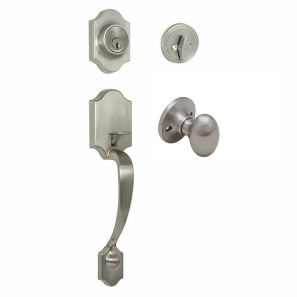 Designers Impressions Valhala Satin Nickel Traditional Handleset with Somerset Interior: 22-9000/2644