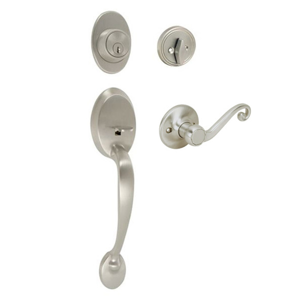 Designers Impressions Frankfort Satin Nickel Traditional Handleset with Livingston Interior: 22-8000/5144