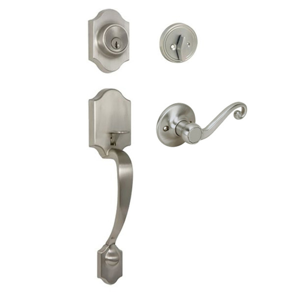 Designers Impressions Valhala Satin Nickel Traditional Handleset with Livingston Interior: 22-9000/5144