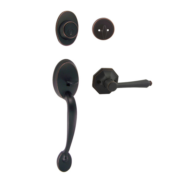 Designers Impressions Frankfort Oil Rubbed Bronze Traditional Handleset with Windsor Interior: 33-8000/7744