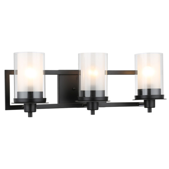 Juno Matte Black 3 Light Wall Sconce / Bathroom Fixture: 73484