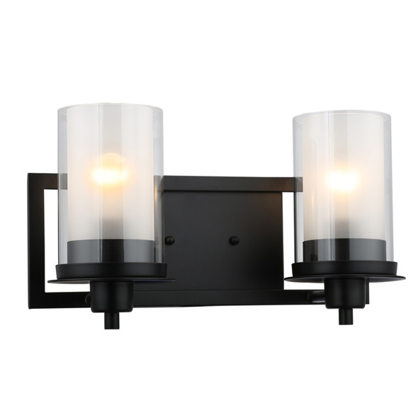 Juno Matte Black 2 Light Wall Sconce / Bathroom Fixture: 73483