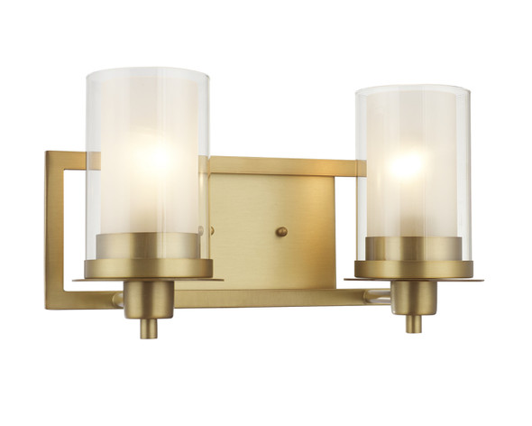 Juno Brushed Brass 2 Light Wall Sconce / Bathroom Fixture: 73486