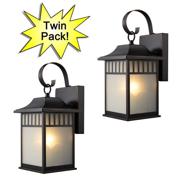 Designers Impressions Oil Rubbed Bronze Outdoor Patio / Porch Exterior Light Fixtures - Twin Pack : 73477