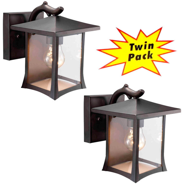 Black Outdoor Patio / Porch Exterior Light Fixtures - Twin Pack : 21-2127