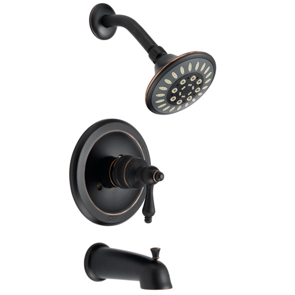 Designers Impressions 654692 Oil Rubbed Bronze Tub / Shower Combo Faucet with Multi-Setting Shower Head