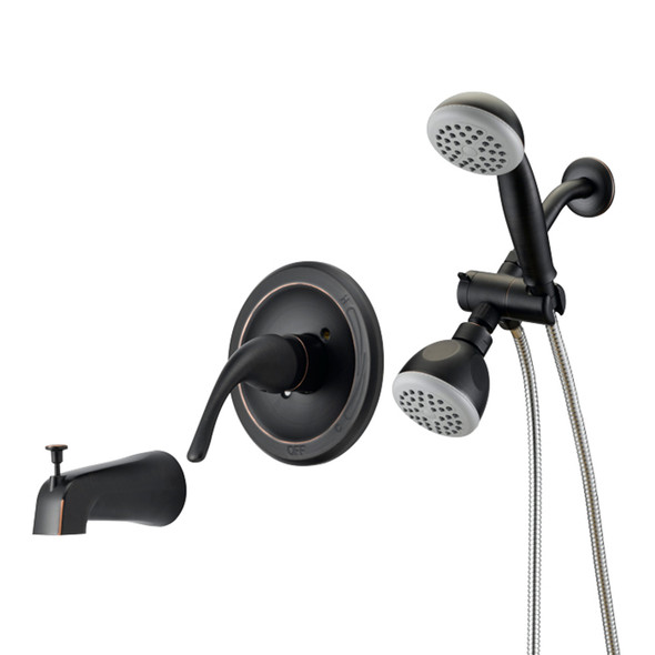 Designers Impressions 654708 Oil Rubbed Bronze Single Handle Tub / Shower Combo Faucet with Handheld Wand / Sprayer