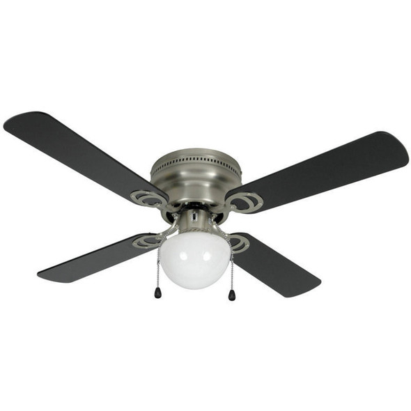 Satin Nickel 42" Hugger Ceiling Fan w/ Light Kit : 3611