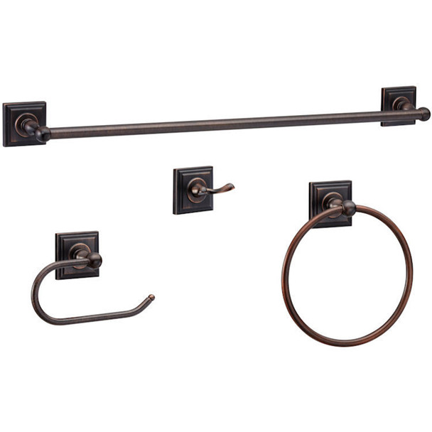 Designers Impressions Aurora Series 4 Piece Oil Rubbed Bronze Bathroom Hardware Set: 19373/19410