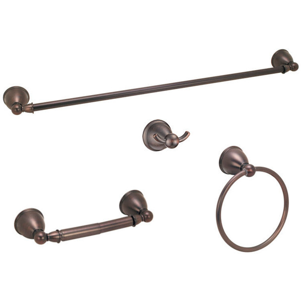 Designers Impressions Astor Series 4 Piece Oil Rubbed Bronze Bathroom Hardware Set: 19229/19267
