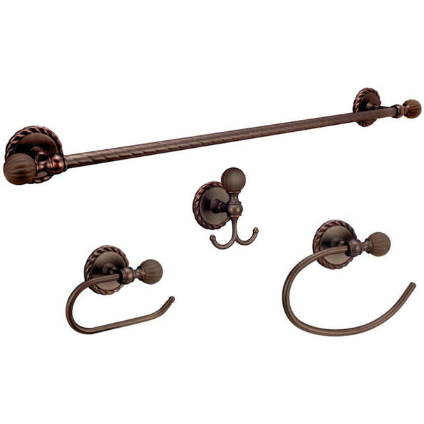 Designers Impressions Andora Series 4 Piece Oil Rubbed Bronze Bathroom Hardware Set