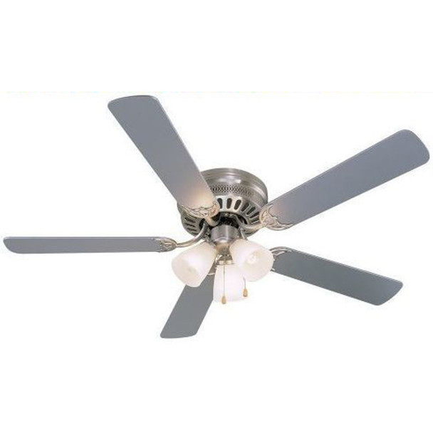 Satin Nickel 52" Hugger Ceiling Fan w/ Light Kit : 8687
