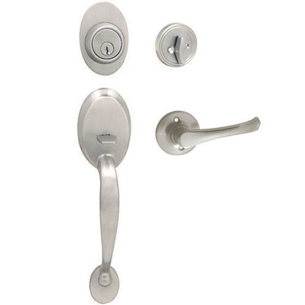 Designers Impressions Frankfort Satin Nickel Traditional Handleset with Rochester Interior: 22-8000/8844