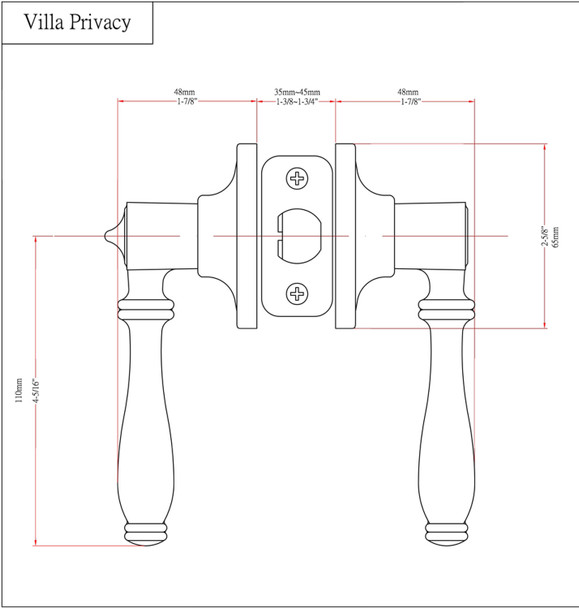 Designers Impressions Villa Design Polished Chrome Privacy Door Lever: 88-5966