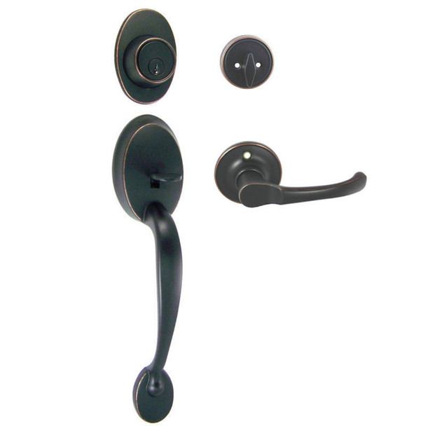 Designers Impressions Frankfort Oil Rubbed Bronze Traditional Handleset with Arlington Interior: 33-8000/5444