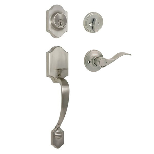 Designers Impressions Valhala Satin Nickel Traditional Handleset with Kingston Interior: 22-9000/KI