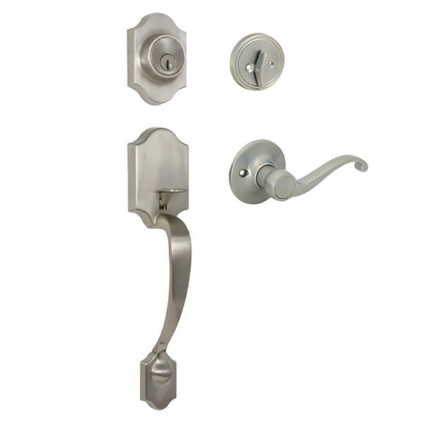 Designers Impressions Valhala Satin Nickel Traditional Handleset with Richmond Interior: 22-9000/8144