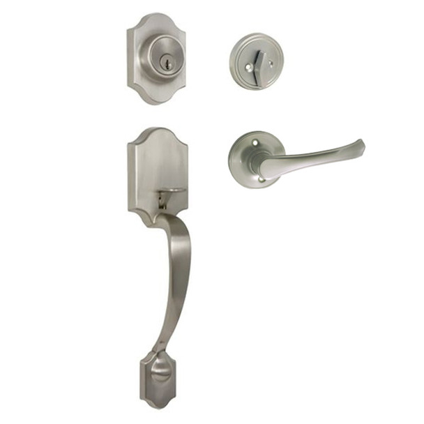 Designers Impressions Valhala Satin Nickel Traditional Handleset with Rochester Interior: 22-9000/8844