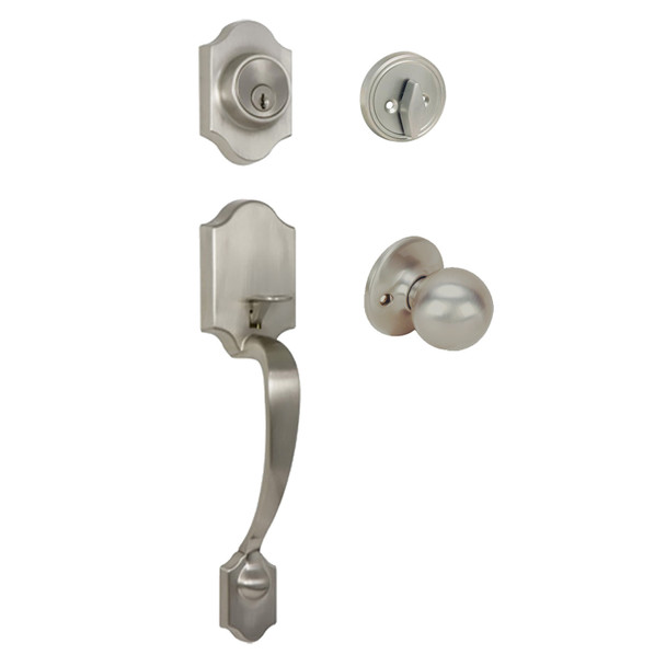 Designers Impressions Valhala Satin Nickel Traditional Handleset with Ashland Interior: 22-9000/2144