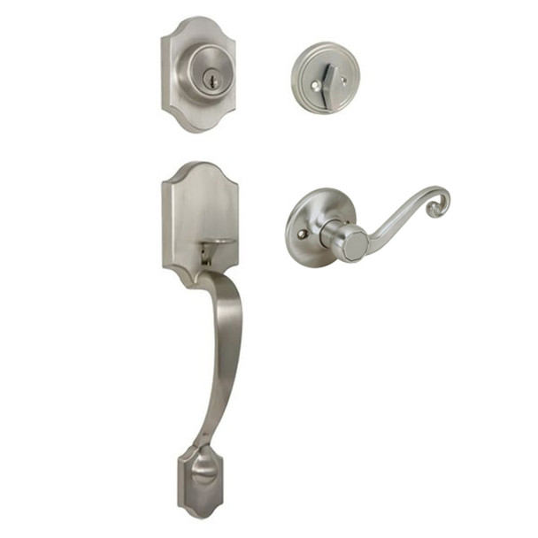 Designers Impressions Valhala Satin Nickel Traditional Handleset with Livingston Interior: 22-9000/5144