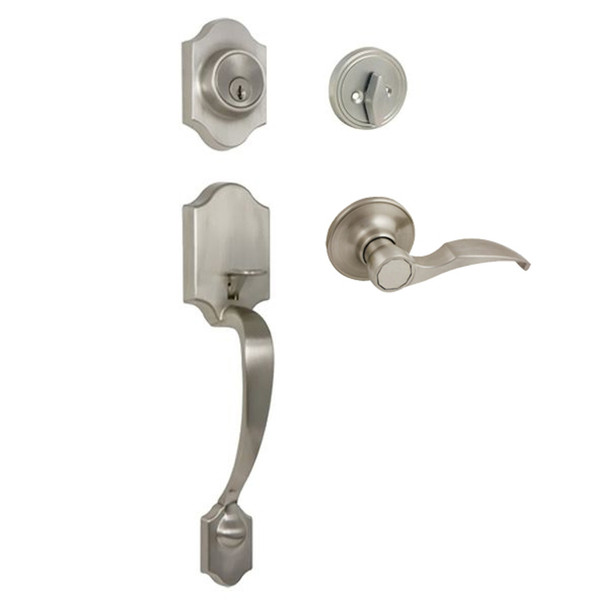 Designers Impressions Valhala Satin Nickel Traditional Handleset with Sedona Interior: 22-9000/9244