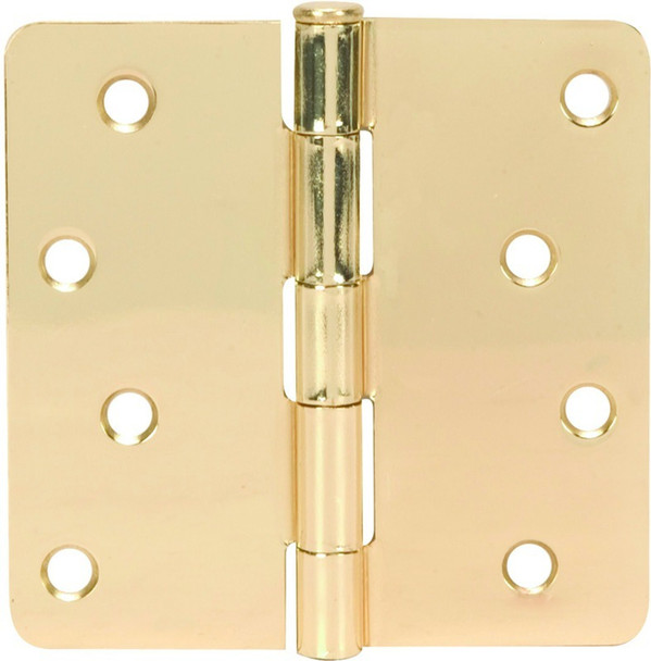 Polished Brass Door Hinge 4" with 1/4" Radius Corners: 52-0726