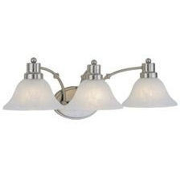 Satin Nickel 3 Light Bathroom Vanity Wall Fixture : 54-4643