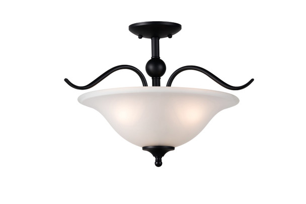 Designers Impressions Countryside Matte Black 3 Light Semi-Flush Mount Ceiling Light Fixture: 10020
