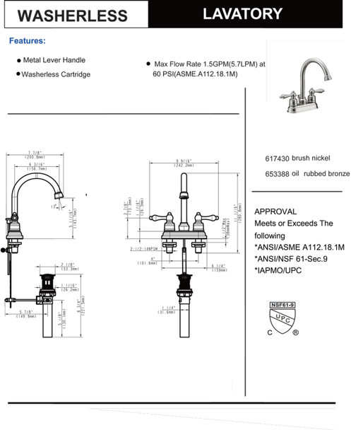 Designers Impressions 617430 Satin Nickel Lavatory Vanity Faucet