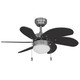 Satin Nickel 30" Ceiling Fan w/ Light Kit - Black Blades : 19-1487