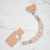 Itsy Bitty pacifier clip with birdie clip in Mia color combination. Wooden bottle teether sold separately
