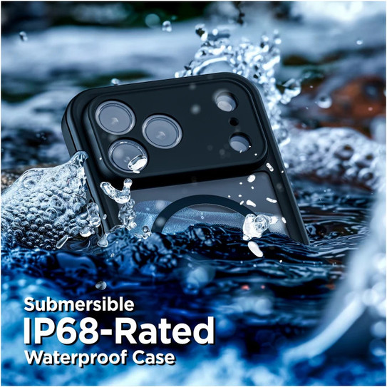 Encased Titan Waterproof Case iPhone 17 Pro Max with Belt Clip Holster - Black/Clear