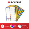 A4 12 Part Polypropylene Dividers with Reinforced Index Cover