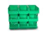 Stackable Green Storage Pick Bin with Riser Stands and Label 325x210x130mm