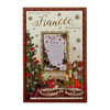 For Fiancée Floral Glitter Finished Christmas Card
