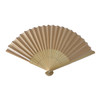 Beige Fabric Foldable Hand Held Bamboo Wooden Fan