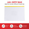 Pack of 12 A4+ Foolscap Clear Zippy Bags with Blue Zip