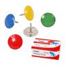 Pack of 100 Assorted Colour Thumb Tacks - Push Pins 11mm