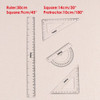 4 Piece Ruler Set - Ruler Square Protractor