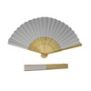 White Paper Foldable Hand Held Bamboo Wooden Fan by Parev