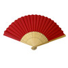 Red Paper Foldable Hand Held Bamboo Wooden Fan by Parev