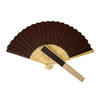 Brown Paper Foldable Hand Held Bamboo Wooden Fan by Parev