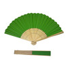 Green Paper Foldable Hand Held Bamboo Wooden Fan by Parev