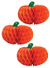 Pack of 3 Halloween Paper Honeycomb Pumpkin Decorations