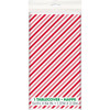 Red Stripes Snowman Rectangular Plastic Table Cover, 54"x84"