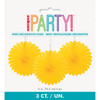 Pack of 3 Sunflower Yellow Solid 6" Tissue Paper Fans