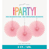 Pack of 3 Lovely Pink Solid 6" Tissue Paper Fans